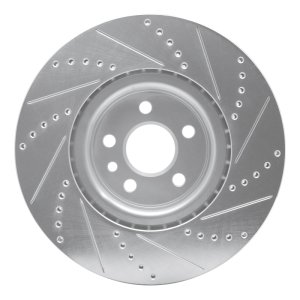 Volvo S80 Brake Rotor (1) - Front Left - R1 Concepts - Drilled & Slotted - Silver - `07-`16
